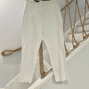 Brooks Brothers White Cropped Cotton Pique Pants